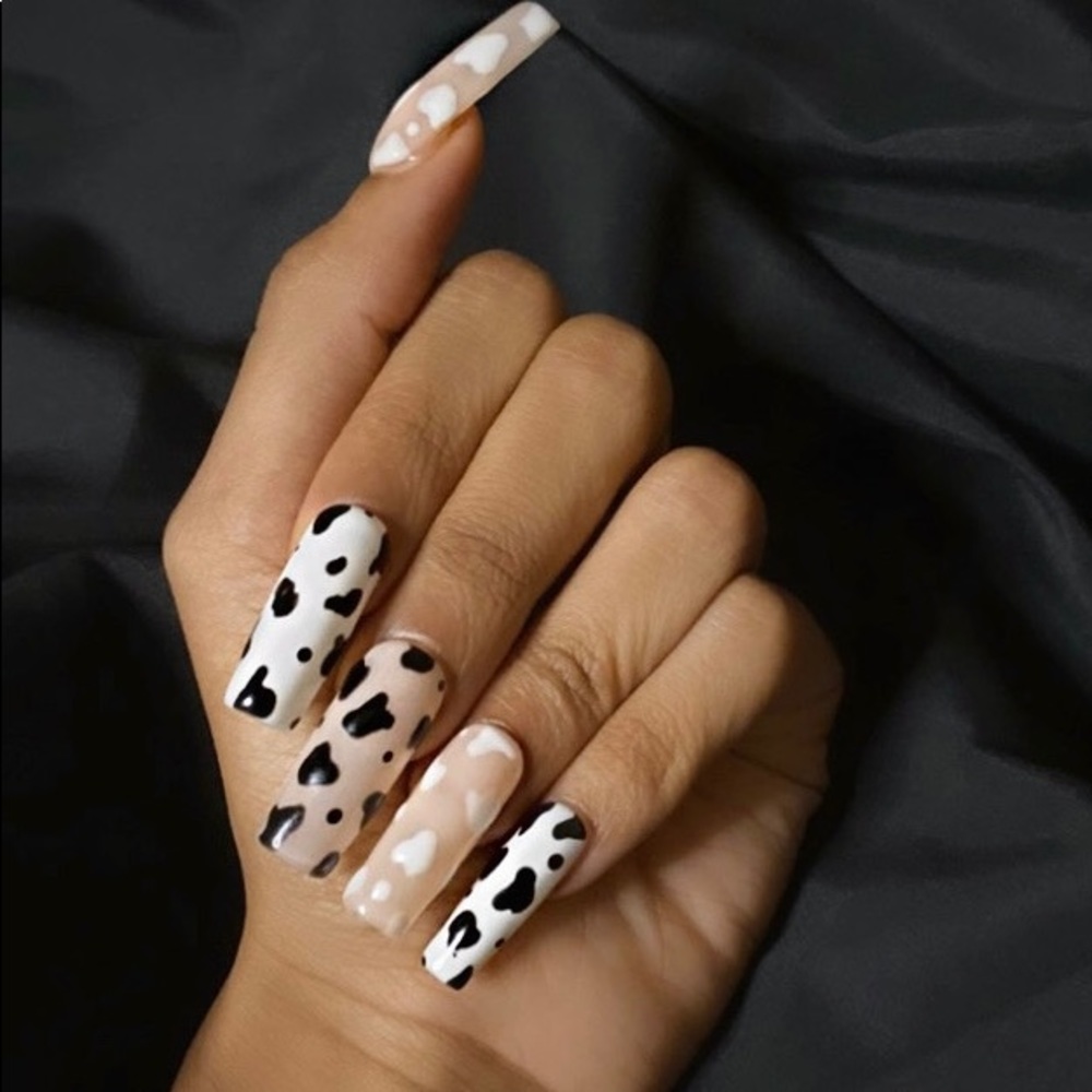 Cow print press on nails
